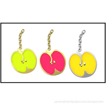 Latest Design For Apple Shaped Mobile Phone Metal Straps, Hard Enamel And Gold Plated Fini